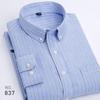New Men's Oxford Striped Long Sleeve Shirt, Korean Slim Fit Youth Casual Fashion Button Up Shirt