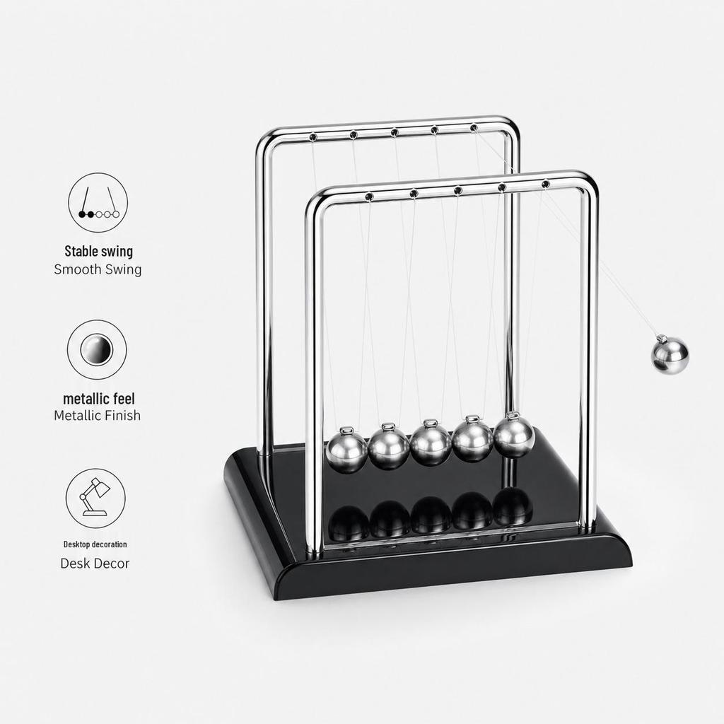 Newton's Cradle Modern Desk Ornament - Bouncing Ball Gift for Home or Office Decor