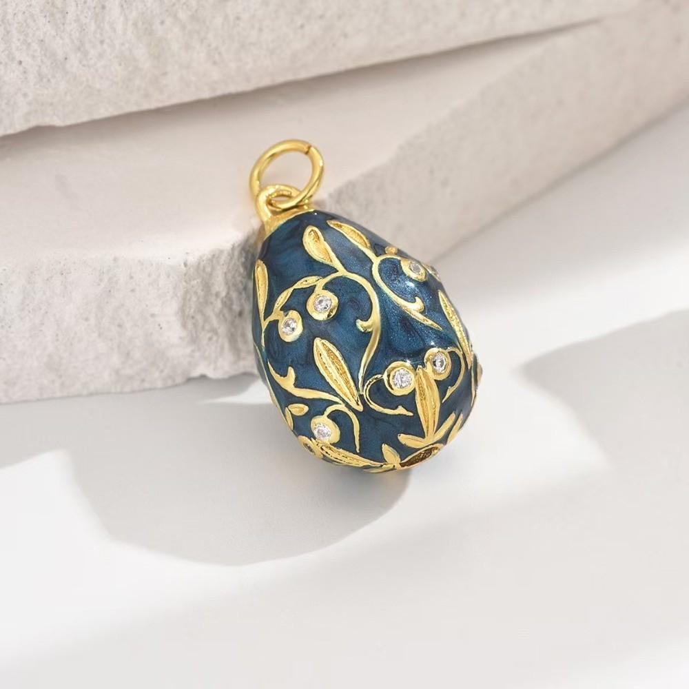 Copper Easter Egg Crystal Pendant Bohemia Necklace Pendant Colorful Enamel Pendant  Party