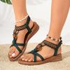 Summer Bohemia new fashion beaded sandals  plus size Open Toe Flat Sandals Comfortable Beach Sandal Shoes
