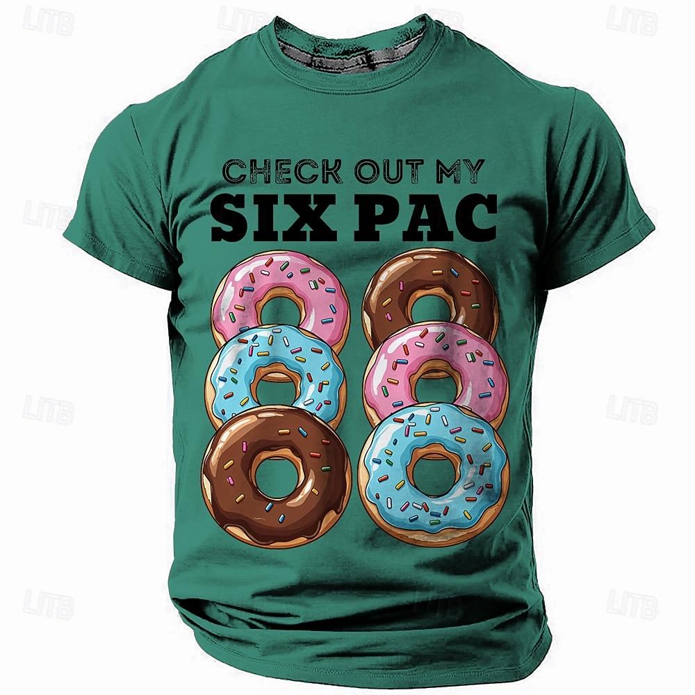Men s Funny Donut  Six Pac  Graphic Short Sleeve T-Shirt - Humorous Foodie Tee S