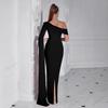New European and American fashion, elegant and sexy dresses, slanted shoulder single-sleeved pendants, celebrity cocktail evening dresses
