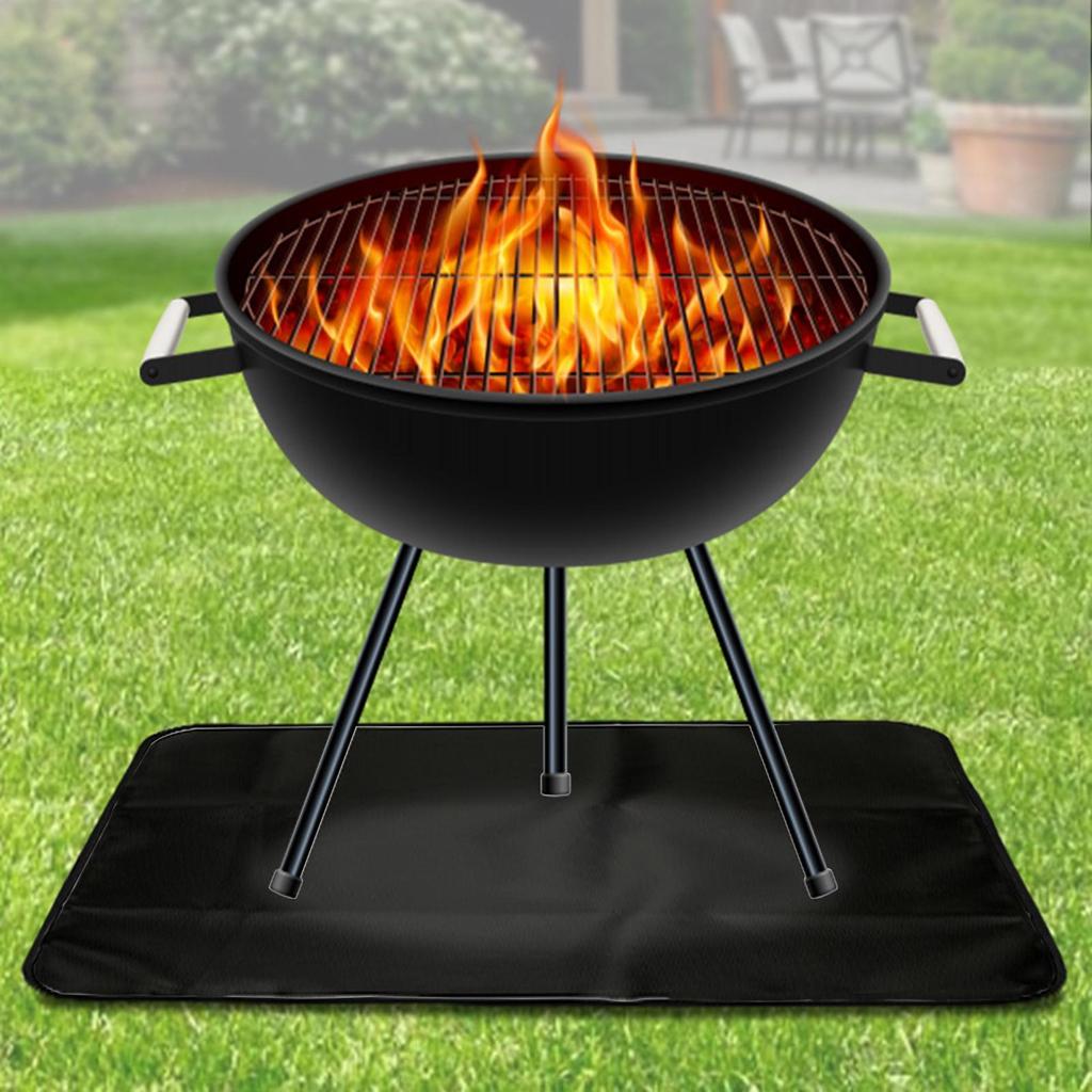 Mat For Under Grill Double-Sided Fireproof Grill Mat For Deck Waterproof Deck Protector Barbecue Floor Pad For Balcony Picnic