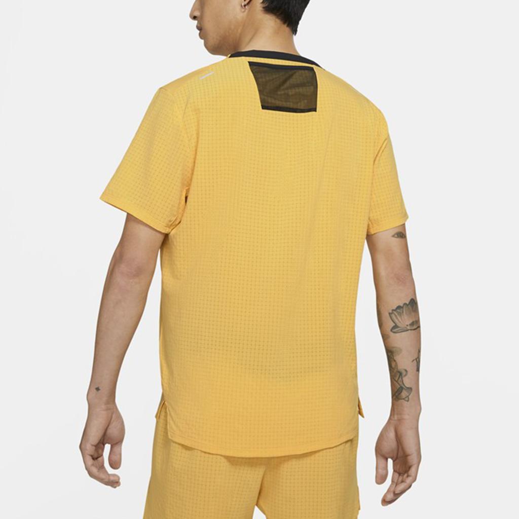 Nike Mesh Panel Loose-Fit Sports Short Sleeve T-Shirt Men Tops Yellow CZ9051-761