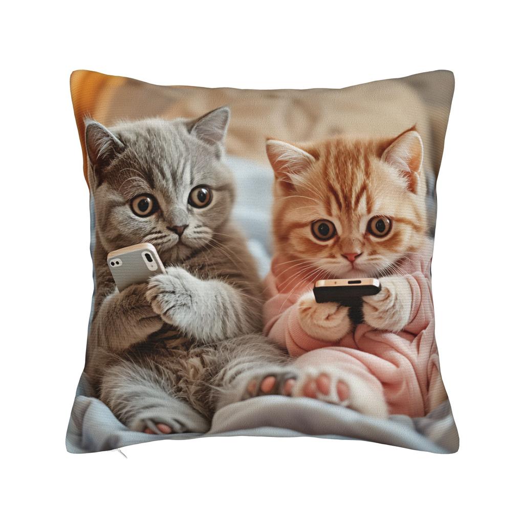 Pillow Cover Christmas Kittens (2)  Cute Funny Pillow Case For Sofa Couch Bed Living Room Pillowcases