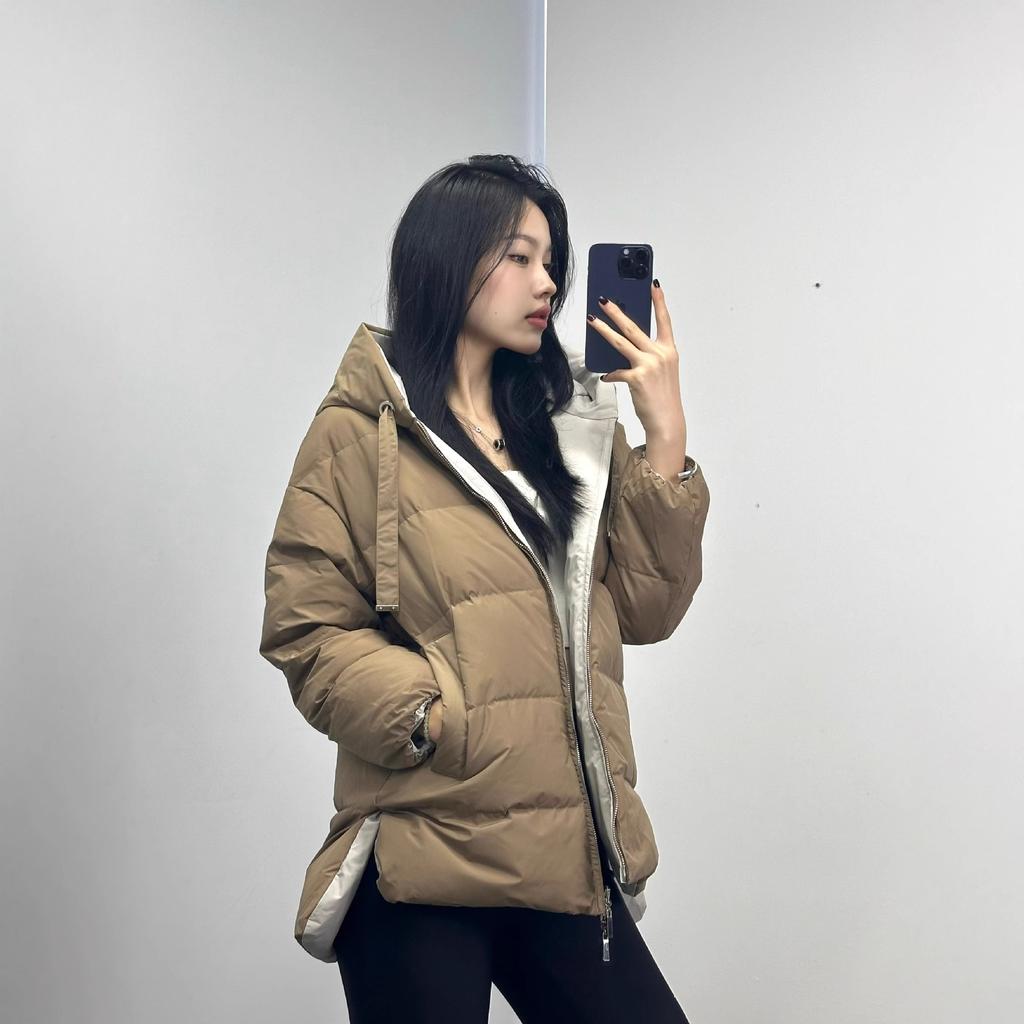 Shenzhen Nanyou women wear down jackets on both sides, winter new hooded short bread jackets, high-end trendy jackets