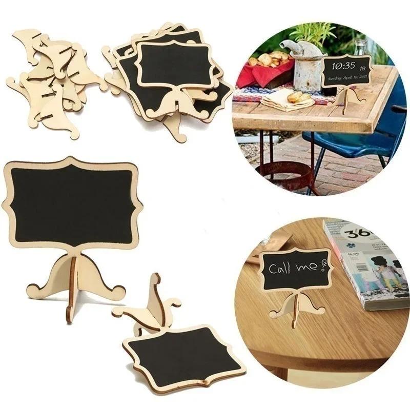 10PCS Mini Card Wooden Small Blackboard Desktop Message Decoration Single-sided Cute Girl Heart Crafts