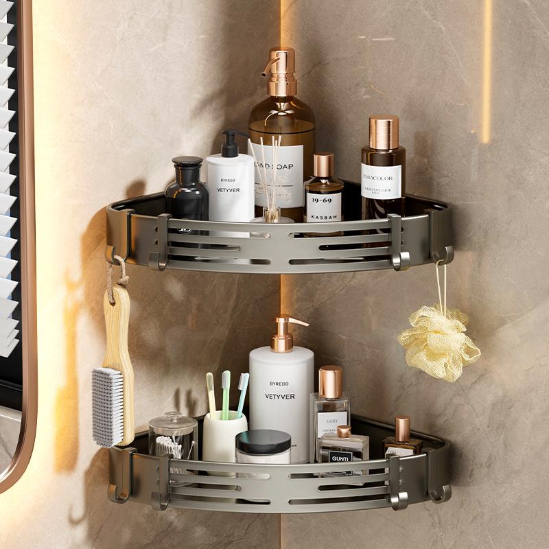 No-Drill Bathroom Corner Shelf Storage Rack