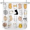 Funny Cat Shower Curtain Cartoon Cute Cats Dog Kids Shower Curtain for Bathroom Waterproof Polyester Home Decor Shower Curtains