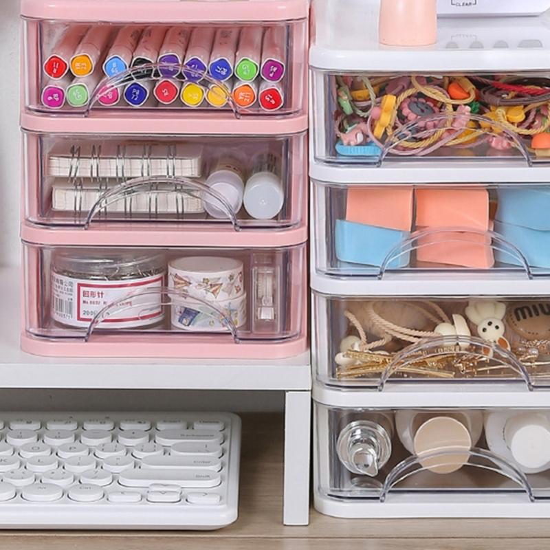 Clear Storage Organizer Desk Organizer with Drawers Plastic Stationery Organizer Makeup Organizer Storage Box for Office