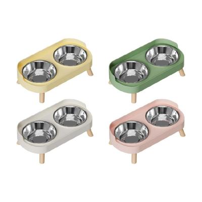 Pet Feeding Station With Double Bowl Splash Proof For Better Digestion Bright Color Feeding Stand