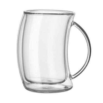 Heat-resistant Glass Silicate Cup, Double Cup with Handle