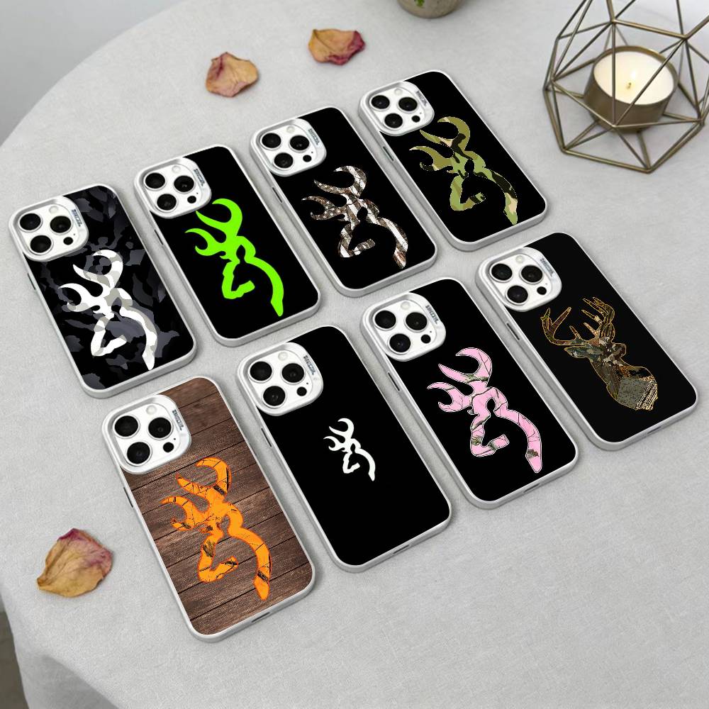 Deer Hunting Camo Phone Case For iPhone17, 16,15,14,13,12 Pro Max white Candy Matte Shockproof Cover