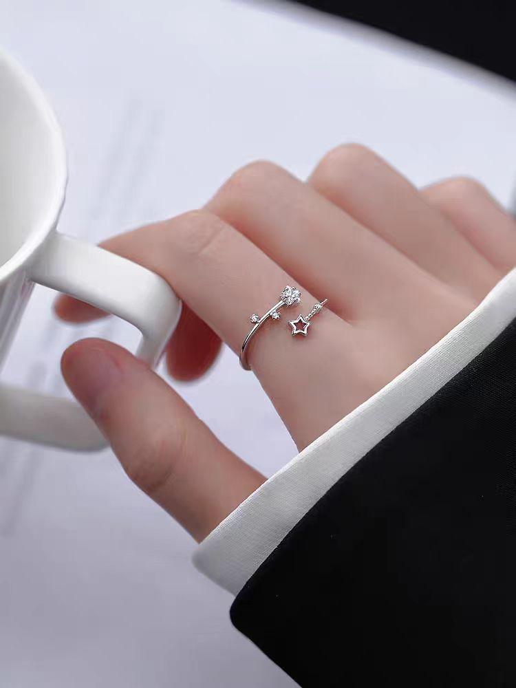 "Star Language Wish" Temperament Versatile Star Zircon Ring Design Sense Personality Delicate Ring