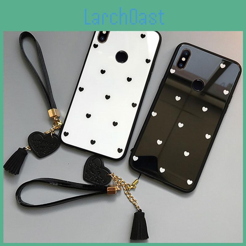 Rope Tassel Waist Lanyard Strap Phone Case For Xiaomi Mi 9 Se 5x 6x 8 Lite Mix 2s Note 3 Max 2 Play Cc9e A3 Lite Tempered Glass Love Heart Back Cover