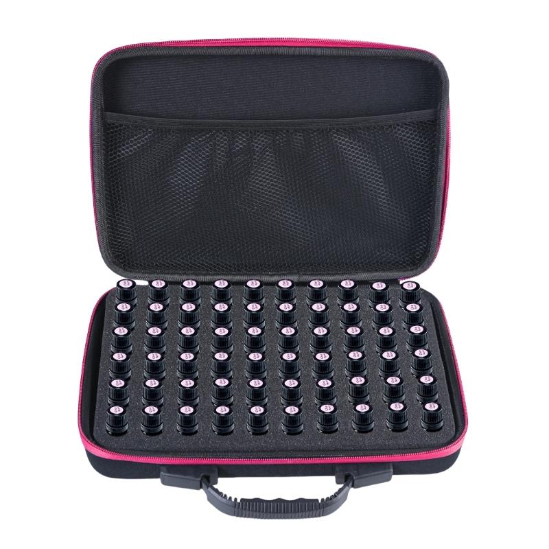 Essential Oil Carrying Case For 60 Bottles 5-10ML Roller Storage Organized EVA Protective Bag for Home and Travel Use