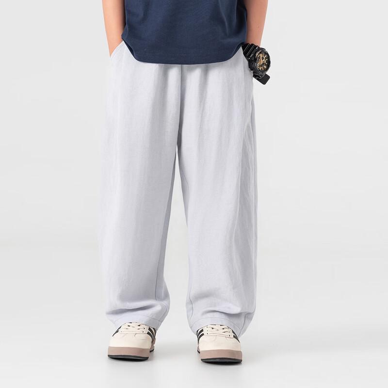 Lehké letní kalhoty pro chlapce z Tencelu a lnu, široké nohavice, zakřivený střih