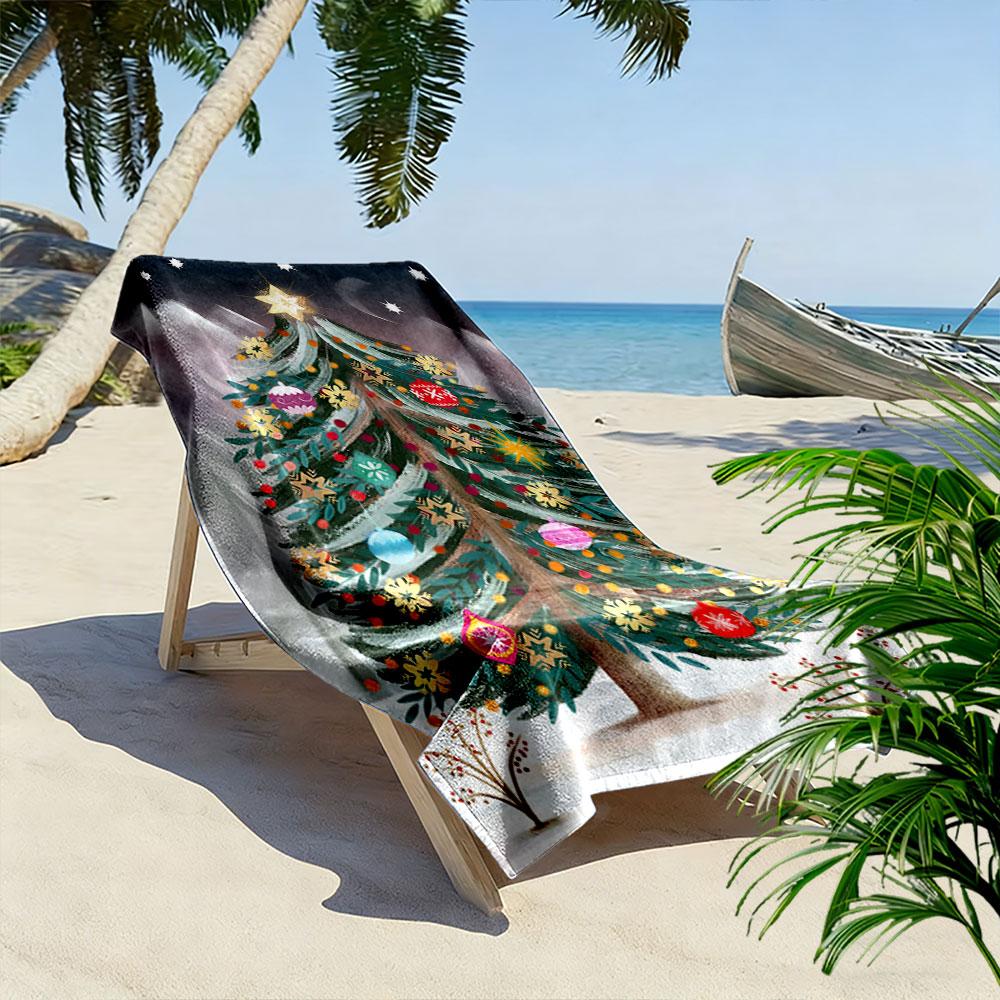 Enchanted festive evergreen elegance Print beach towel, quick drying, suitable for travel, outdoor sports, jogging, the beach and swimming, gift