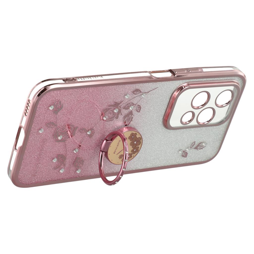 KADEM Für Honor 200 Lite Hülle mit Ringhalter Blumen Design TPU Glänzende Handyhülle