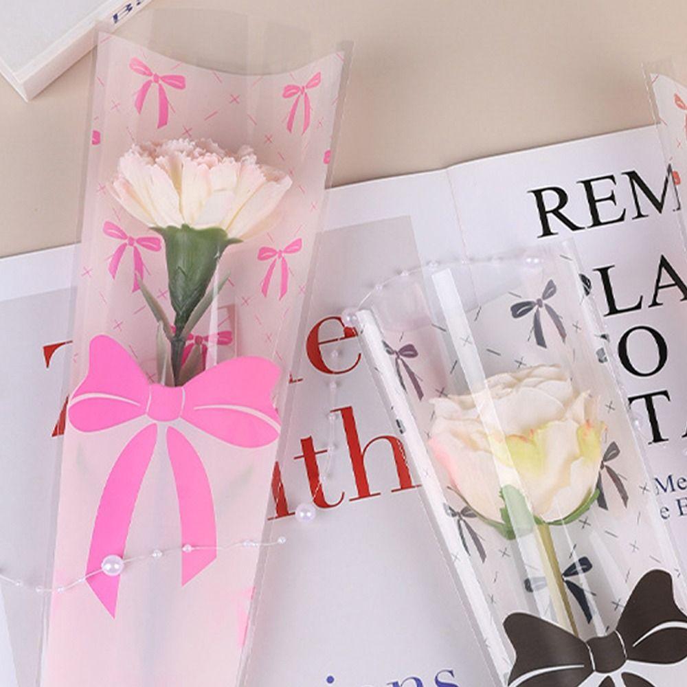 50pcs Romantic Bouquet Packaging Bags Bow Flower Arrangement Bags  Shop Packaging Materials