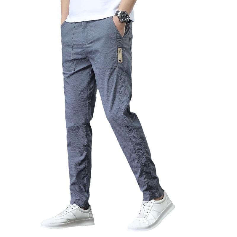 Men's Breathable Ice Silk Quick-Dry Casual Pants - Elastic, Loose, Trendy, and All-Match for Summer