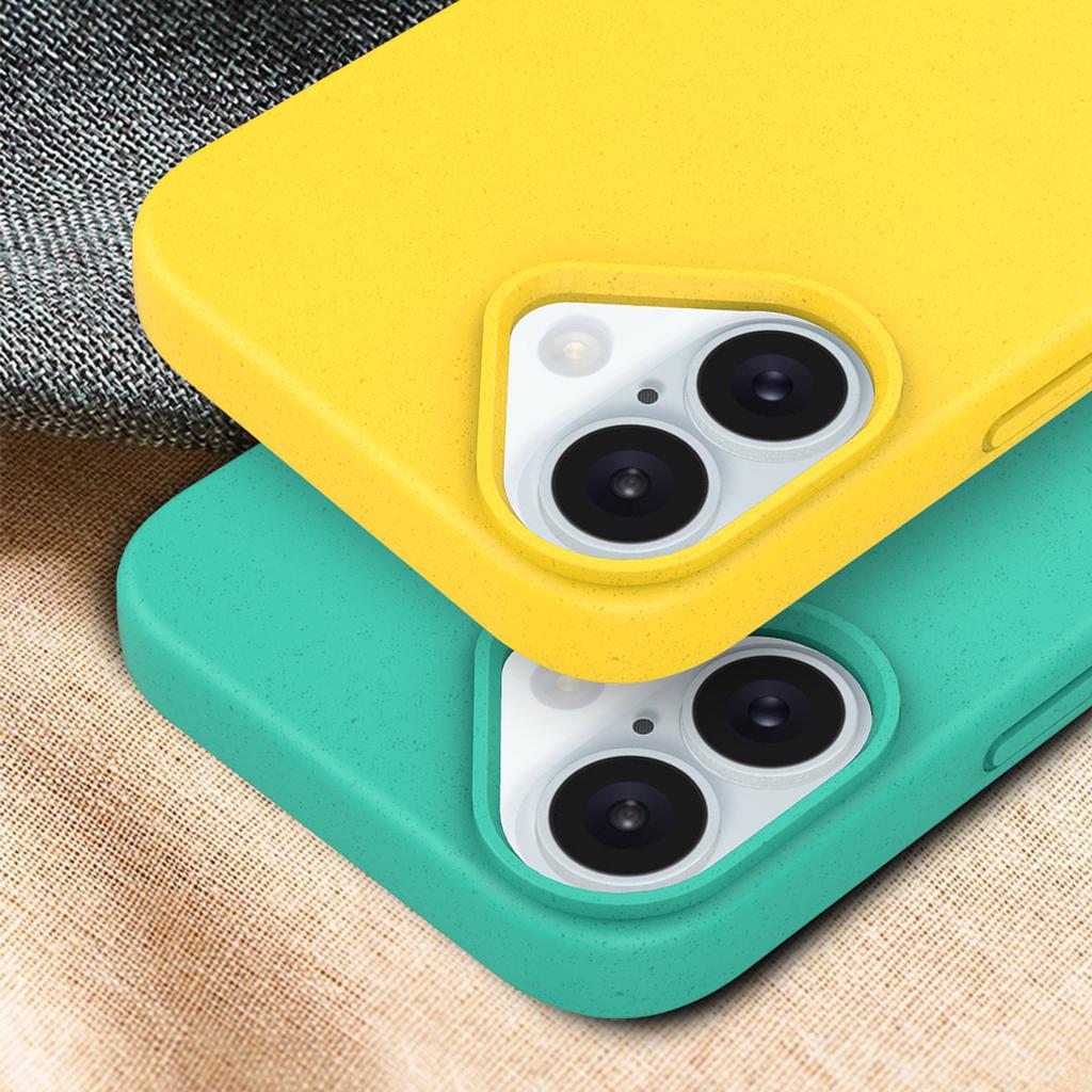 For iPhone 16 Plus Case Wheat Straw+TPU Phone Cover Compostable