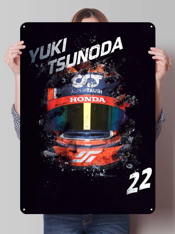 Yuki Tsunoda Racer Posters F1 Racing Metal Signs Decor for Room Decoration Custom Tin Plates for Wall Art Decoration Retro Home