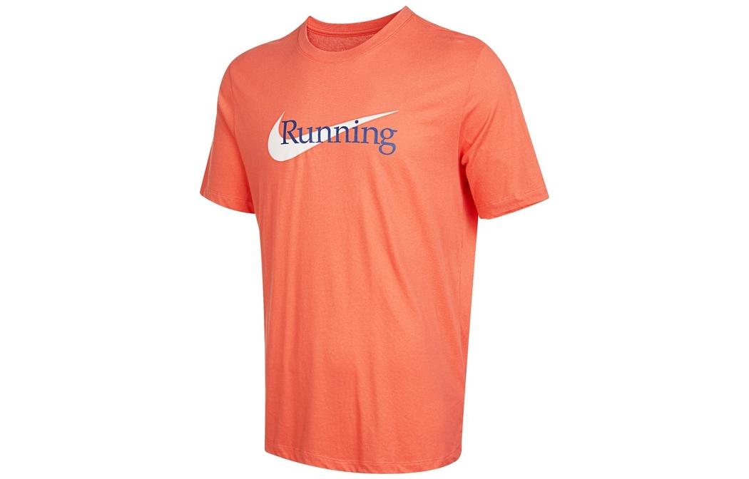 Nike T Shirts Men s Orange Crew Neck Moderate Straight Fit CW0946-814 S