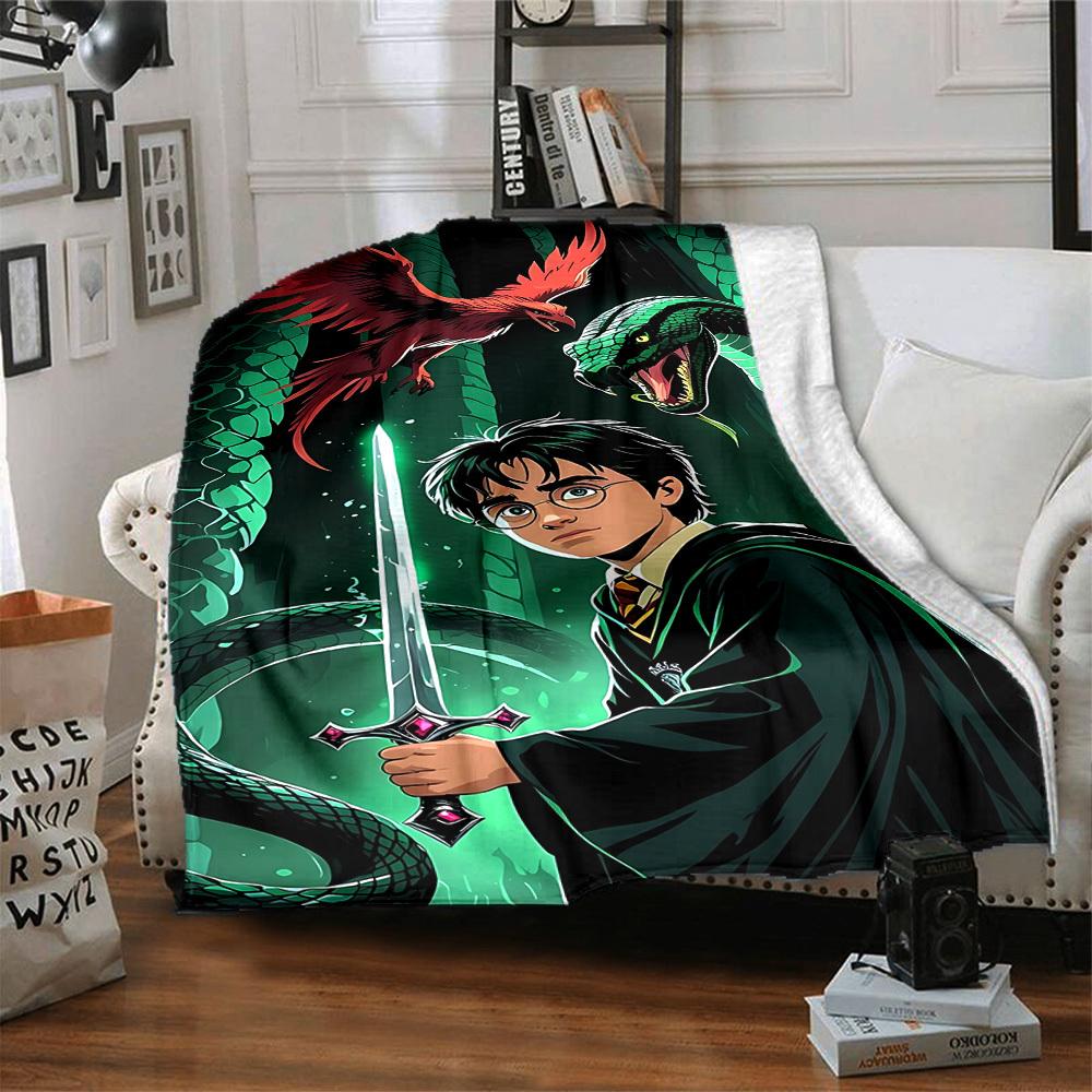 1pc Harry Potter Blanket Lightweight Flannel Throw For Sofa, Bed, Travel, Livingroom, Office, Couch, Chair, And Bed