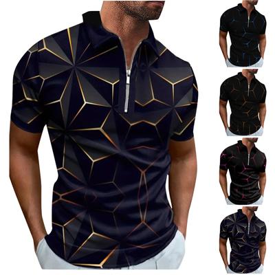 Summer Fashion Men's Shirt Short Sleeve Zipper Fashion T-Shirt Men's Top