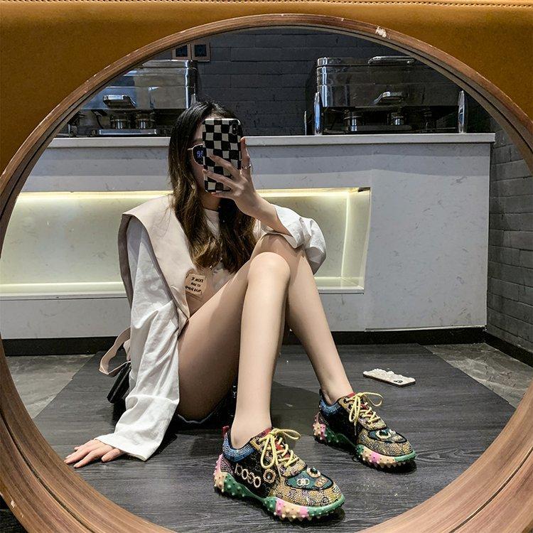 Fashion European Station Low-top Rhinestone Durian Shoes for Women 2024 New Flat Sole Shoes with Diamond for Women Casual Sports Shoes