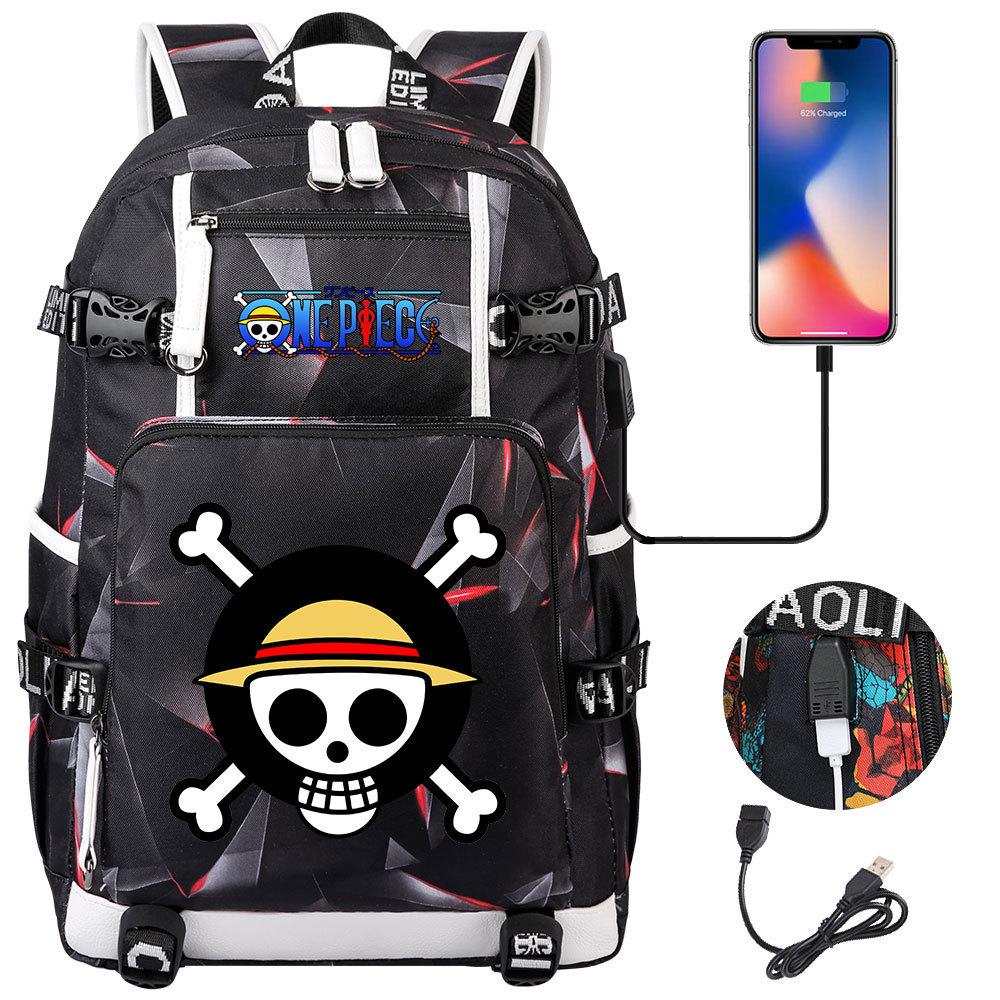 Anime Skull Print Large Capacity Backpack for Teens Students Casual Travel Daypack Lightweight Waterproof