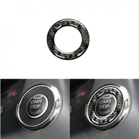 Black Carbon Fiber + Rubber Car Start Button Ring Sticker For Infiniti Q50 Q60