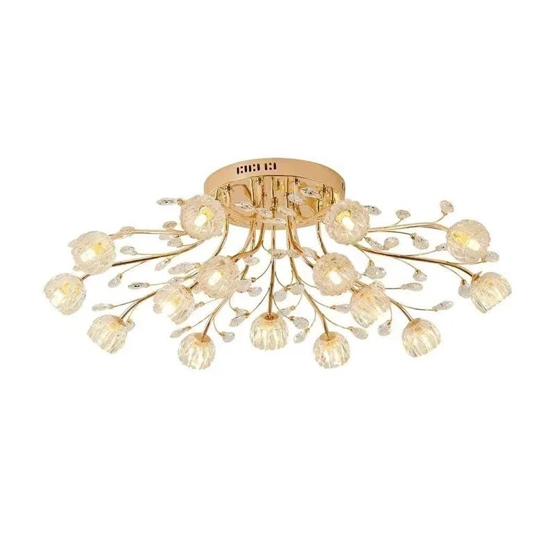 2024 New Living Room LED Ceiling Light Glass Flower Ceiling Light Nordic Room Decoration Bright Colors Bedroom Crystal Light