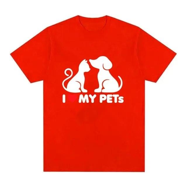 2024 Casual Street Clothing Casual Tee Unisex Cotton Short Sleeve Tee Fashion Women T-shirts Interest Cats LOVE Dogs Printed Shirt Unisex
