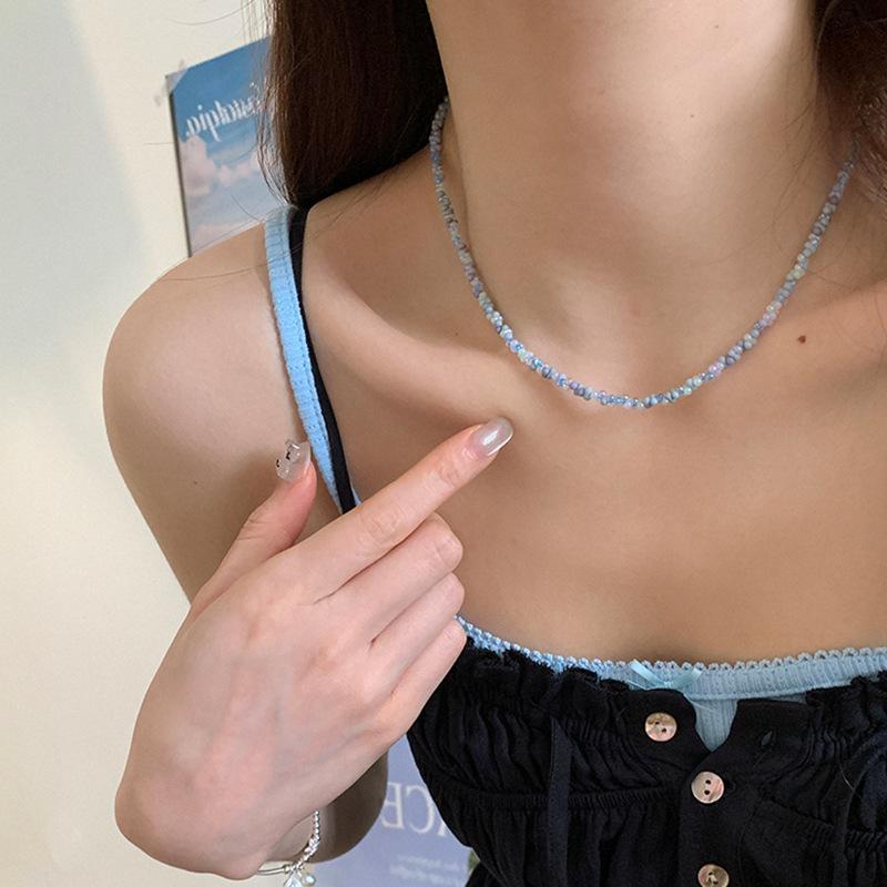 Sommer Dopamin Farbe Kleine Blume Perlenkette Weiblich Nische Design Sinn Mode Vielseitig Halskette Schlüsselbeinkette