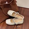 2025 New Summer Square Head Rhinestone Word with Mary Jane Shoes Women's Shallow Mouth Flat Bottom Evening Shoes