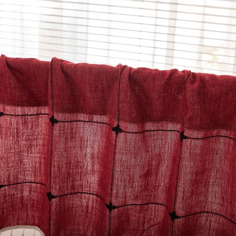 1Pc Rod Pocket Half Short Curtain with Tassels for Cafe Windows and Doors Home Interior Decorative Window Drapes