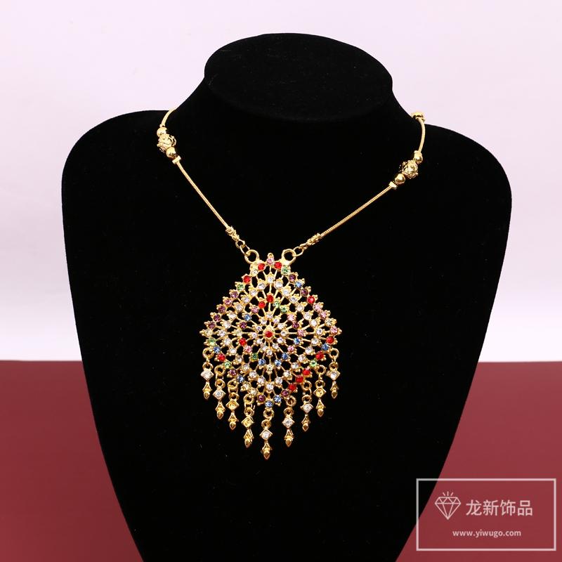 

Ожерелье в тайском стиле в Юго-Восточной Азии, красочное инкрустированное вермикулитом украшение невесты Дай с ожерельем и серьгой