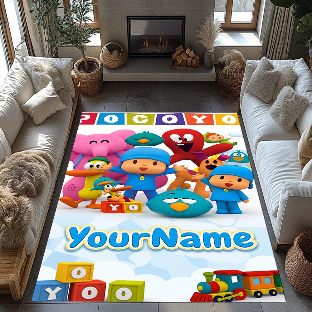 Pocoyo Customized Name Floor Rug Office Rug Perfect for Dining Room Study Room Living Rooms Bedrooms Antislip Carpet Anime Office Decor