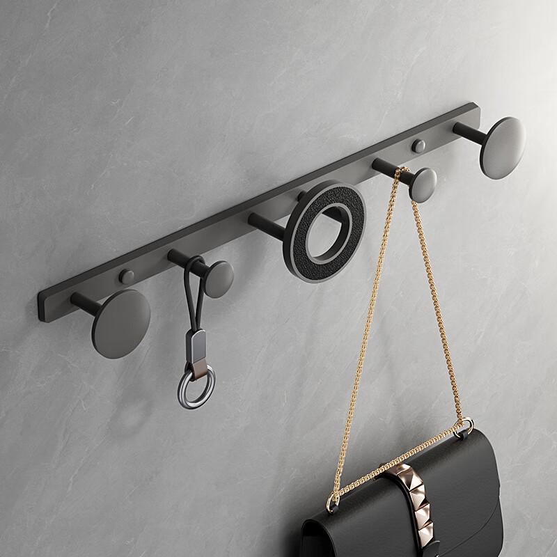 Wall-Mounted No-Punch Clothes Rack and Hooks for Bathroom, Entryway, Bedroom