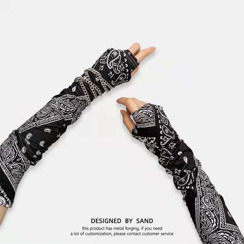 

Sport Cashew Print White Printing Ice Silk Arm Warmers Ice Silk Sleeves Sun Protection Cover