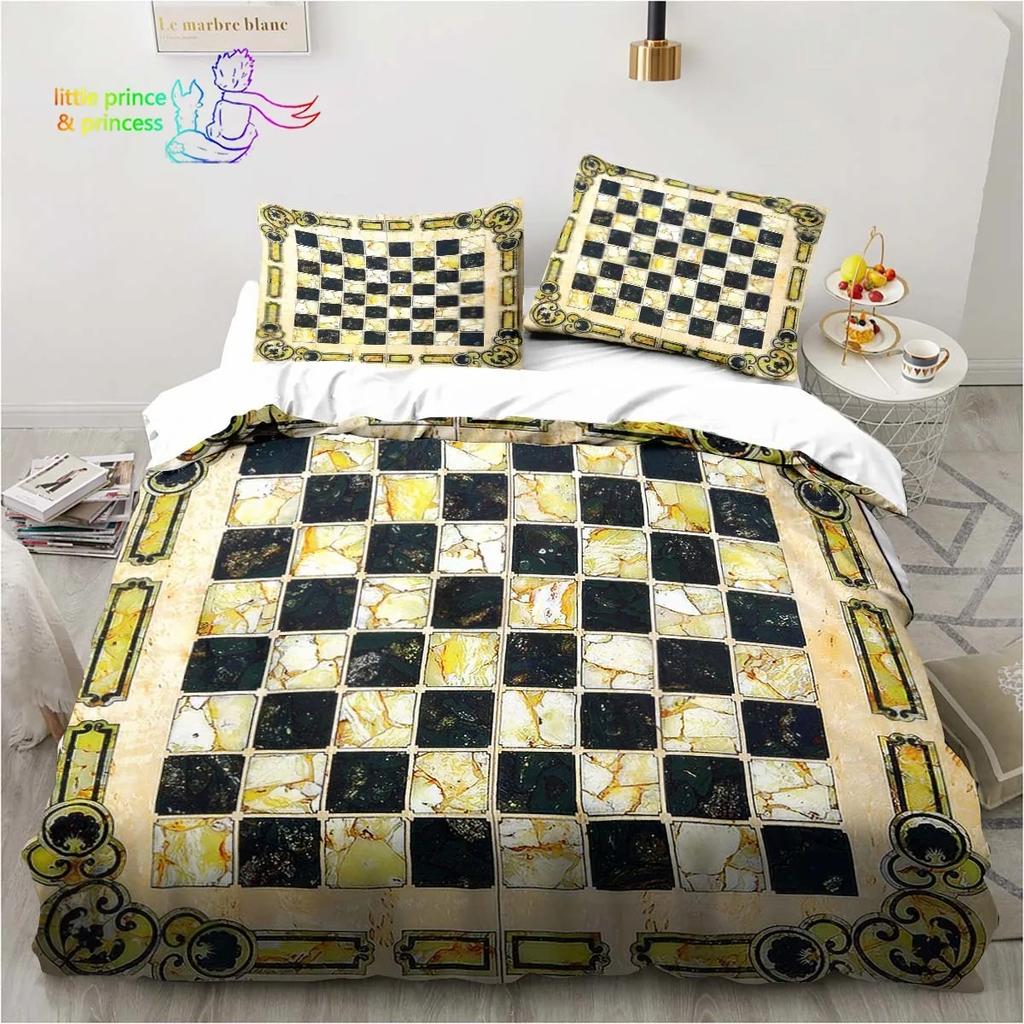 Funny Chess Board Comfortable Duvet Quilt Cover Pillowcase Bedding Set Children Bedroom Decoration Home Textile
