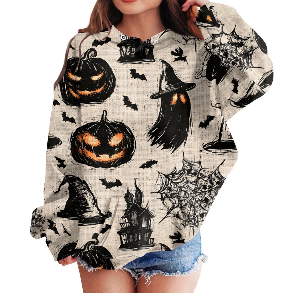 Children's Casual Hoodie with Halloween Print Pullover for Holiday Parties