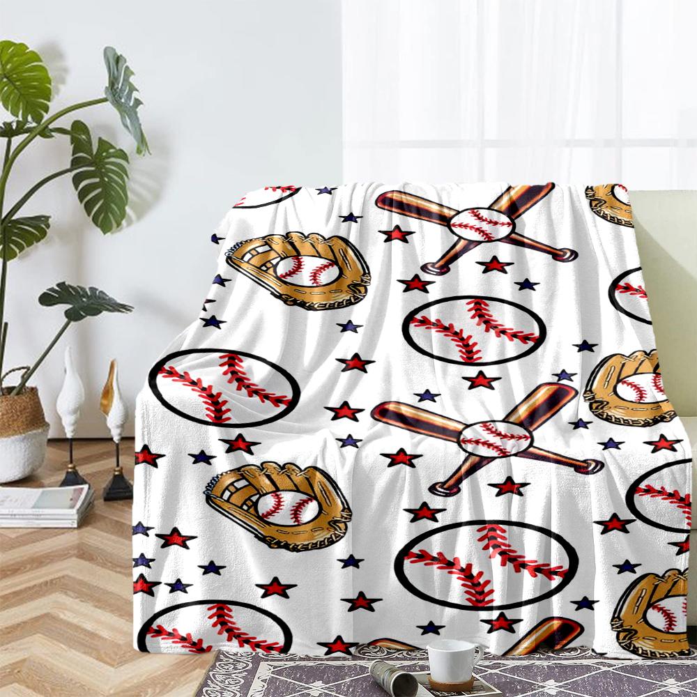 Baseball Theme Printed Blanket - Perfect for Couch, Bed, Travel & Outdoor Use | Machine Washable, Cozy & Durable.