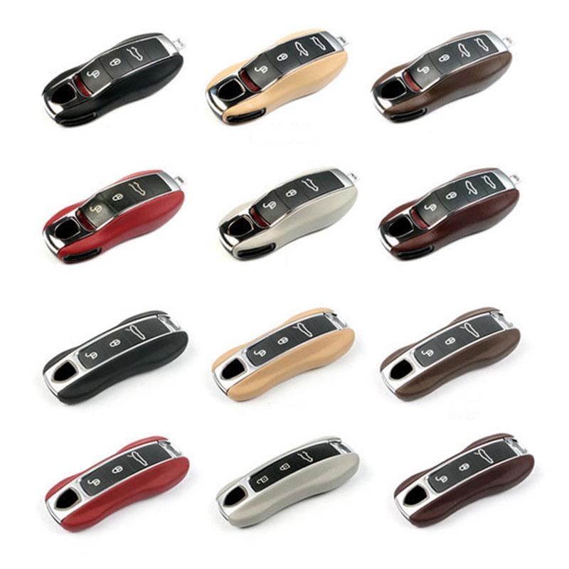 Leather Fob Remote Keys Case Key Cover Replace For Porsche 911 Macan Boxster Cayenne Panamera Taycan Cayman 971 9Ya Key Shell