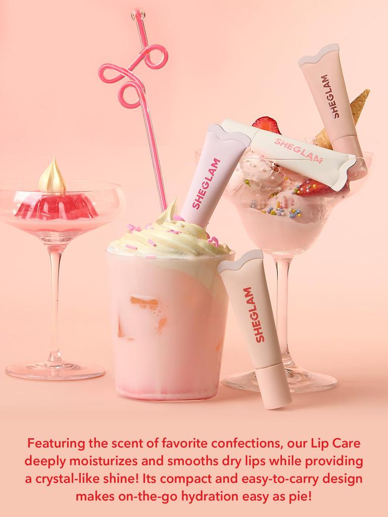 SHEGLAM Crystal Glaze Lip Moisturizing Crystal Sweet Scent Gloss, Jelly, Shine, 8-Hour Lasting, (Strawberry Milk)