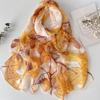 Pretty Gradient Leaves Women Foulard Elegant Chiffon Georgette Bandana Scarf Summer Beach Sun Protection 50*160cm