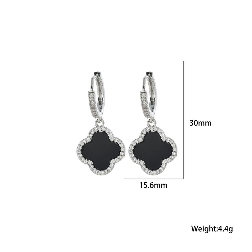Titanium Steel 360° Rotating Double-Layer Four-Leaf Clover Korean Style Choker Necklace
