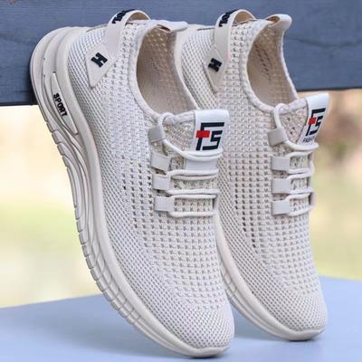 Summer New Fly-woven Sports Shoes Hollow Breathable Mesh Running Shoes Non-slip Wear-resistant Soft-soled Casual Men's Shoes